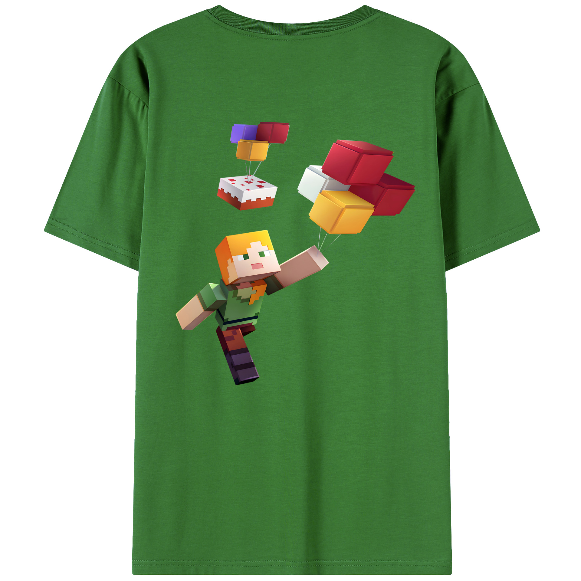 （画像用） マインクラフト ブロックの世界 Minecraft MC Block world レディース半袖Tシャツ(バックプリント)